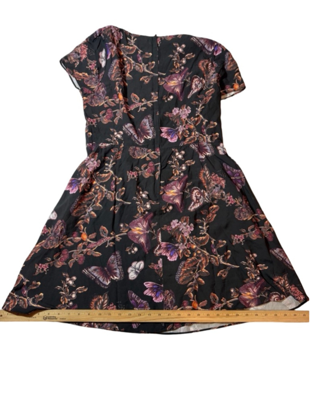 Disturbia Eloise Butterfly Floral Goth Mini Dress Black Purple UK 12 US 8 - Picture 8 of 9